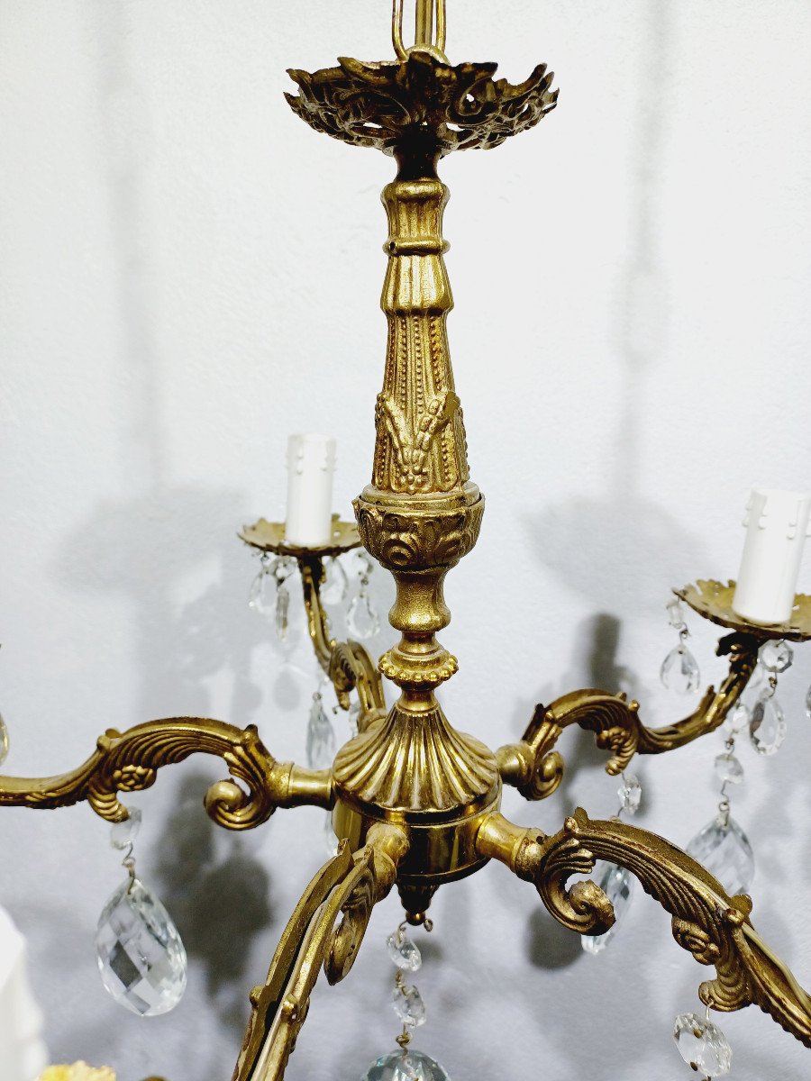 Louis XV 5-light Bronze And Brass Chandelier-photo-4