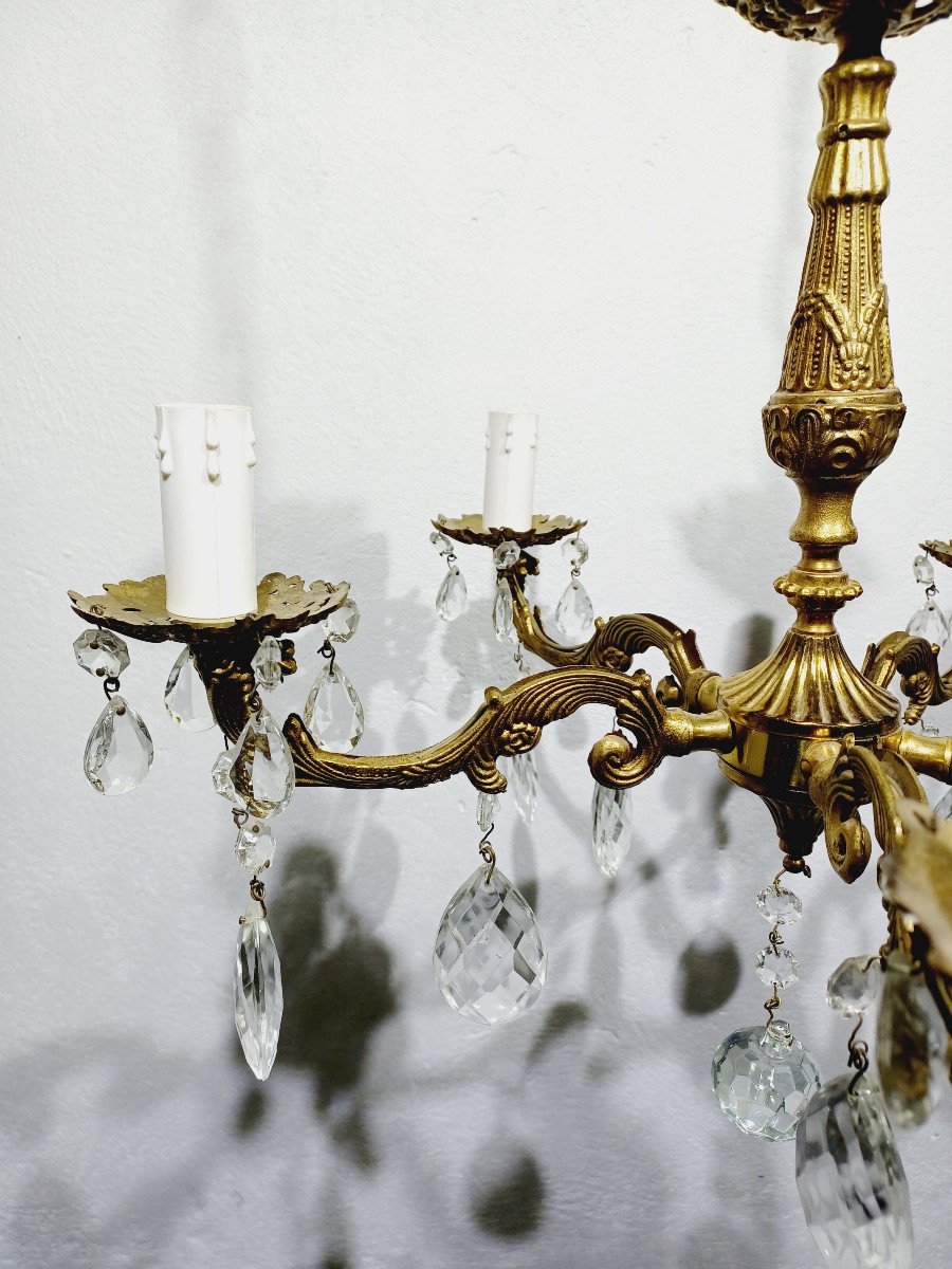 Louis XV 5-light Bronze And Brass Chandelier-photo-5