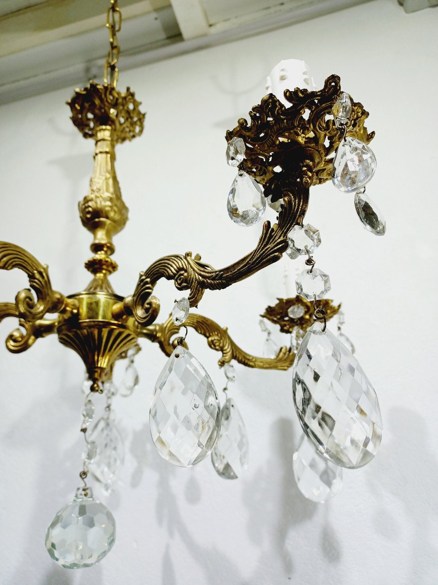 Louis XV 5-light Bronze And Brass Chandelier-photo-7