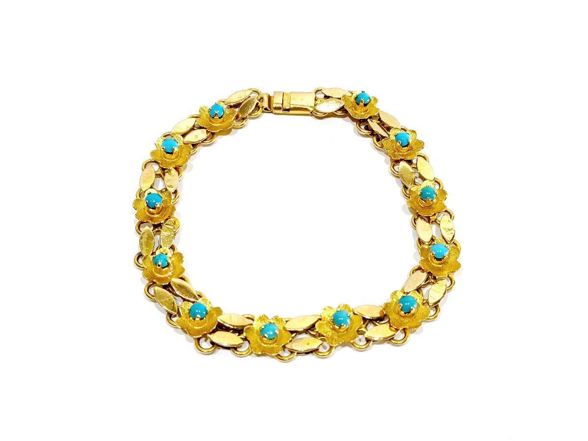 Gold And Turquoise Bracelet	-photo-3