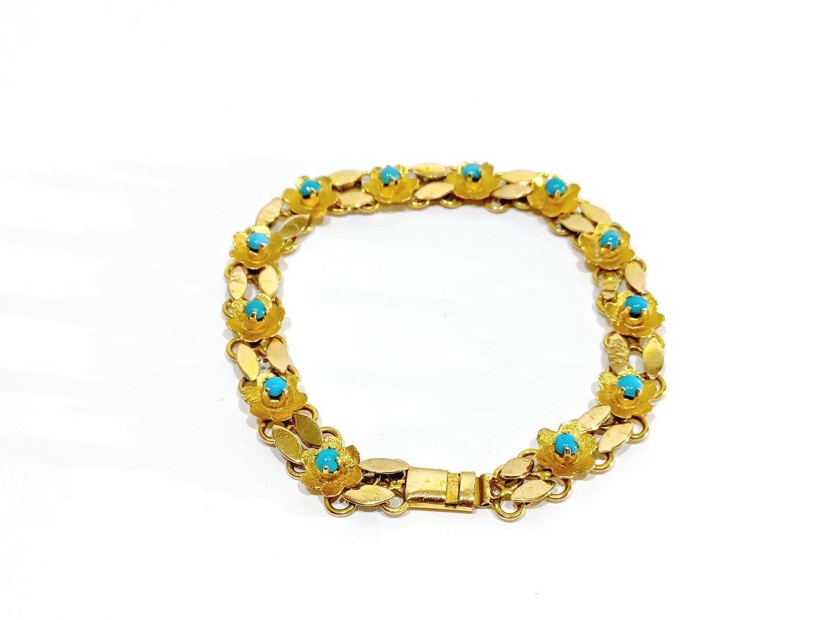 Gold And Turquoise Bracelet	-photo-4