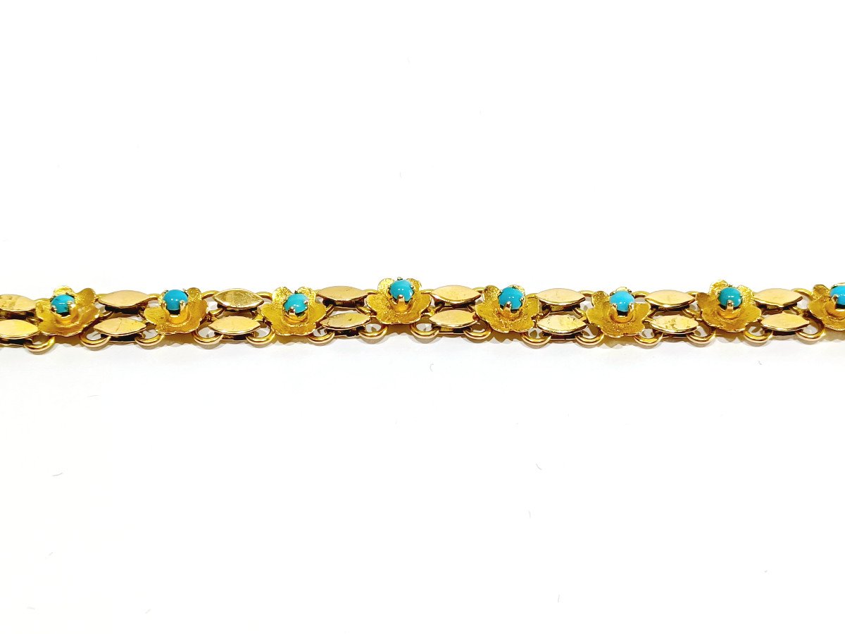 Gold And Turquoise Bracelet	-photo-3