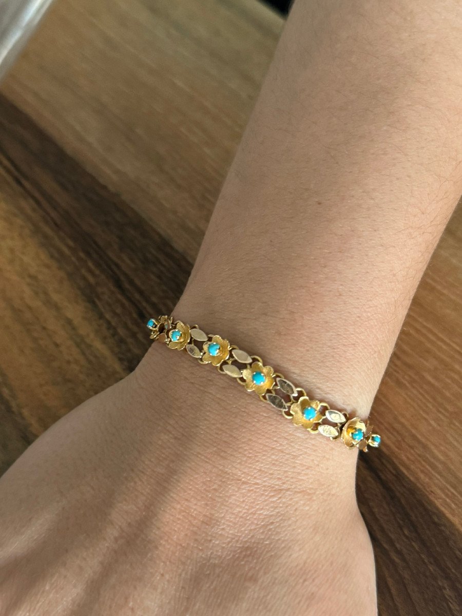 Gold And Turquoise Bracelet	-photo-4