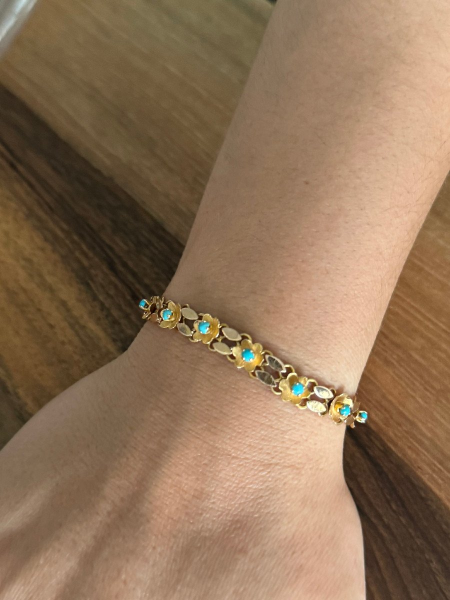 Gold And Turquoise Bracelet	-photo-5