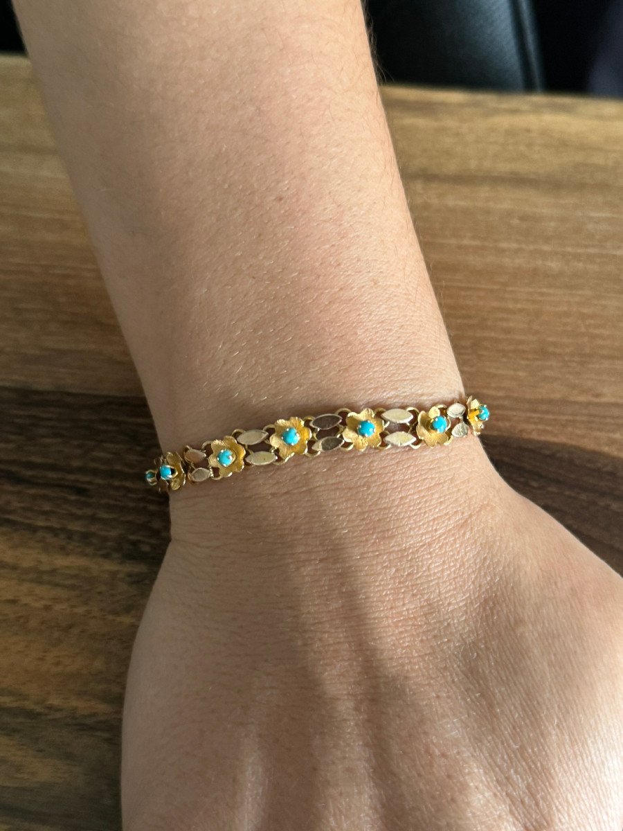 Gold And Turquoise Bracelet	-photo-6