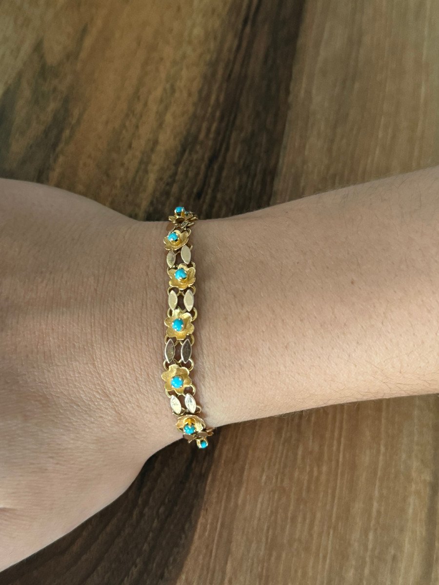 Gold And Turquoise Bracelet	-photo-7