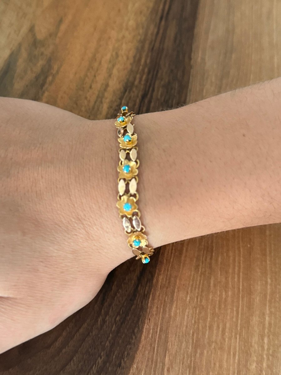 Gold And Turquoise Bracelet	-photo-8