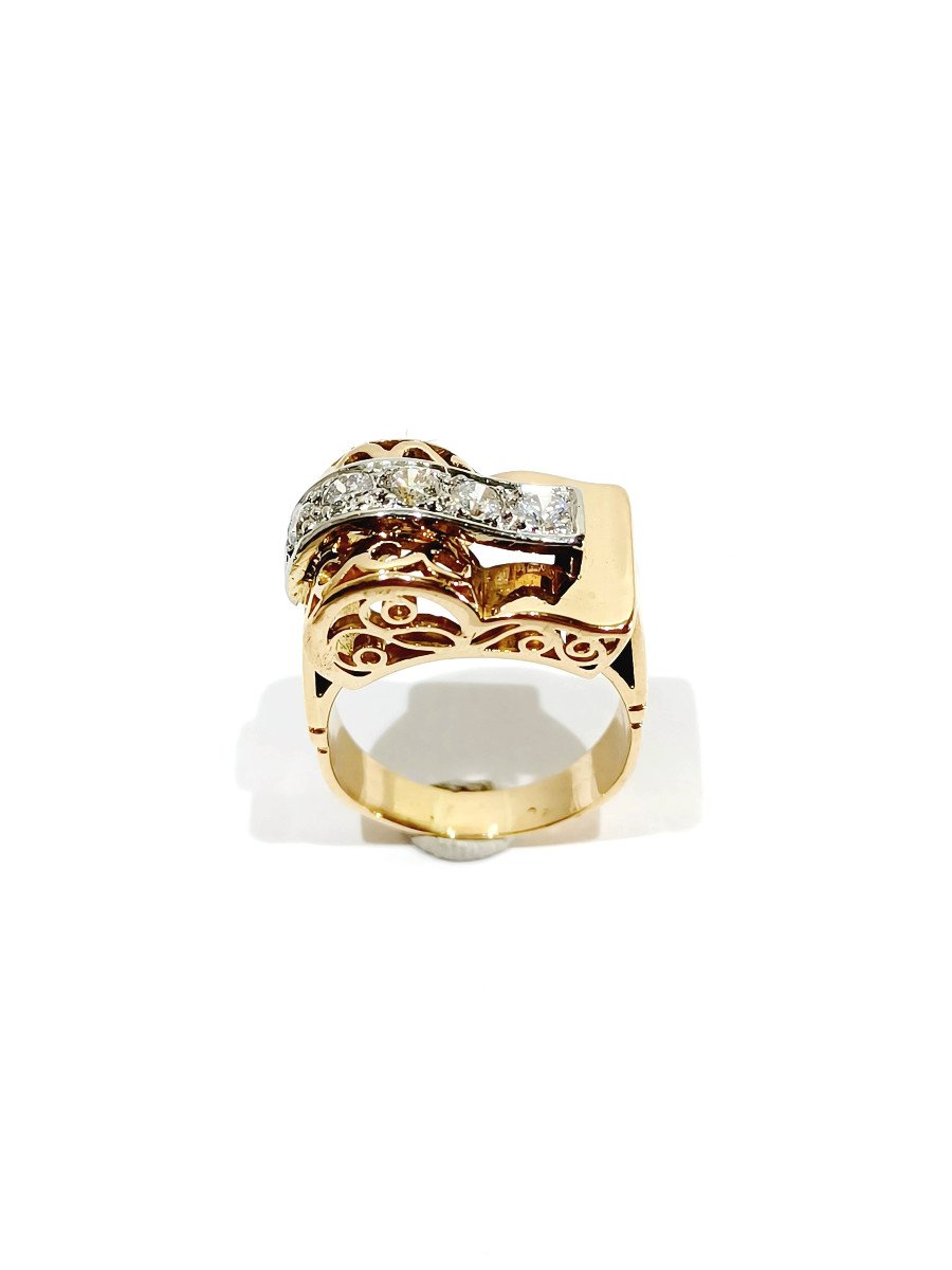 Tank Ring Rose Gold And Platinum-photo-3