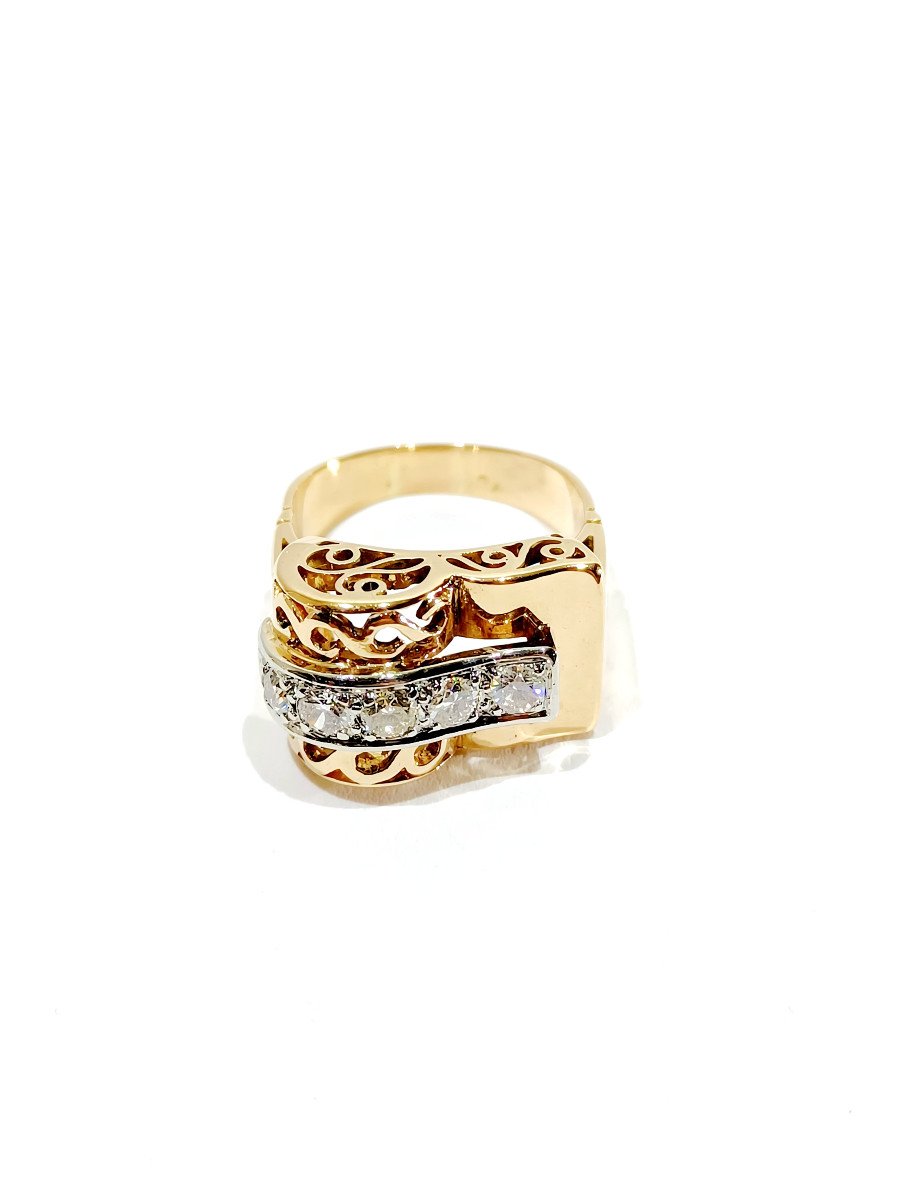 Tank Ring Rose Gold And Platinum-photo-1