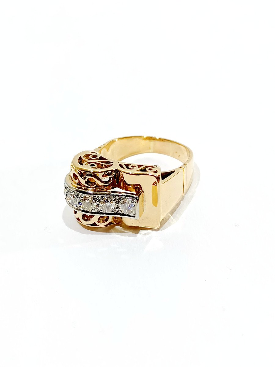 Tank Ring Rose Gold And Platinum-photo-5