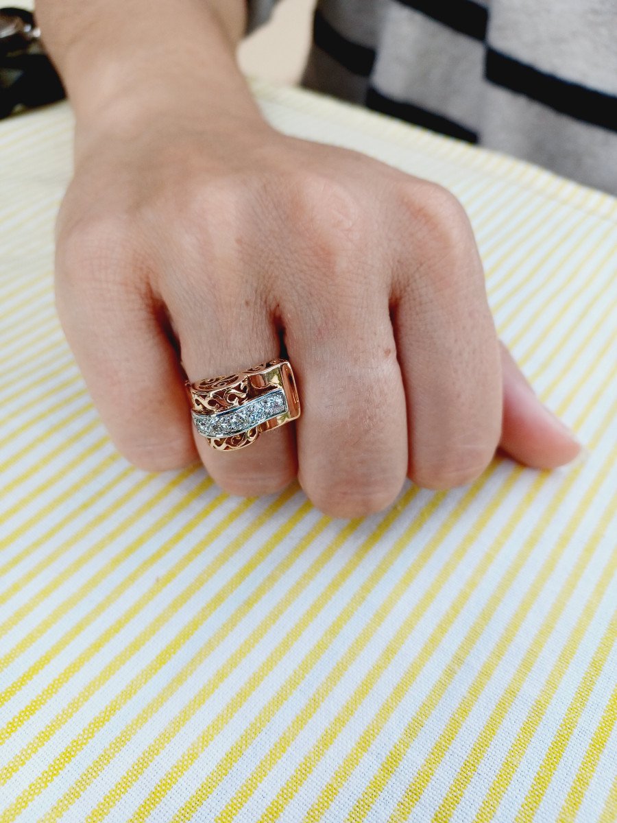 Tank Ring Rose Gold And Platinum-photo-8