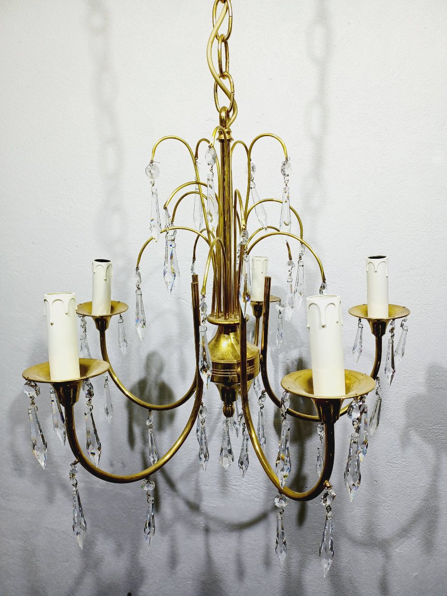 5-light Brass And Crystal Chandelier-photo-4