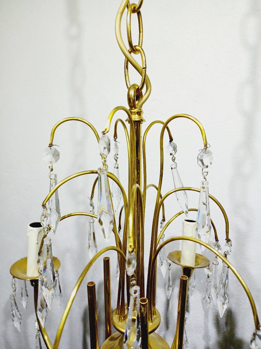 5-light Brass And Crystal Chandelier-photo-2