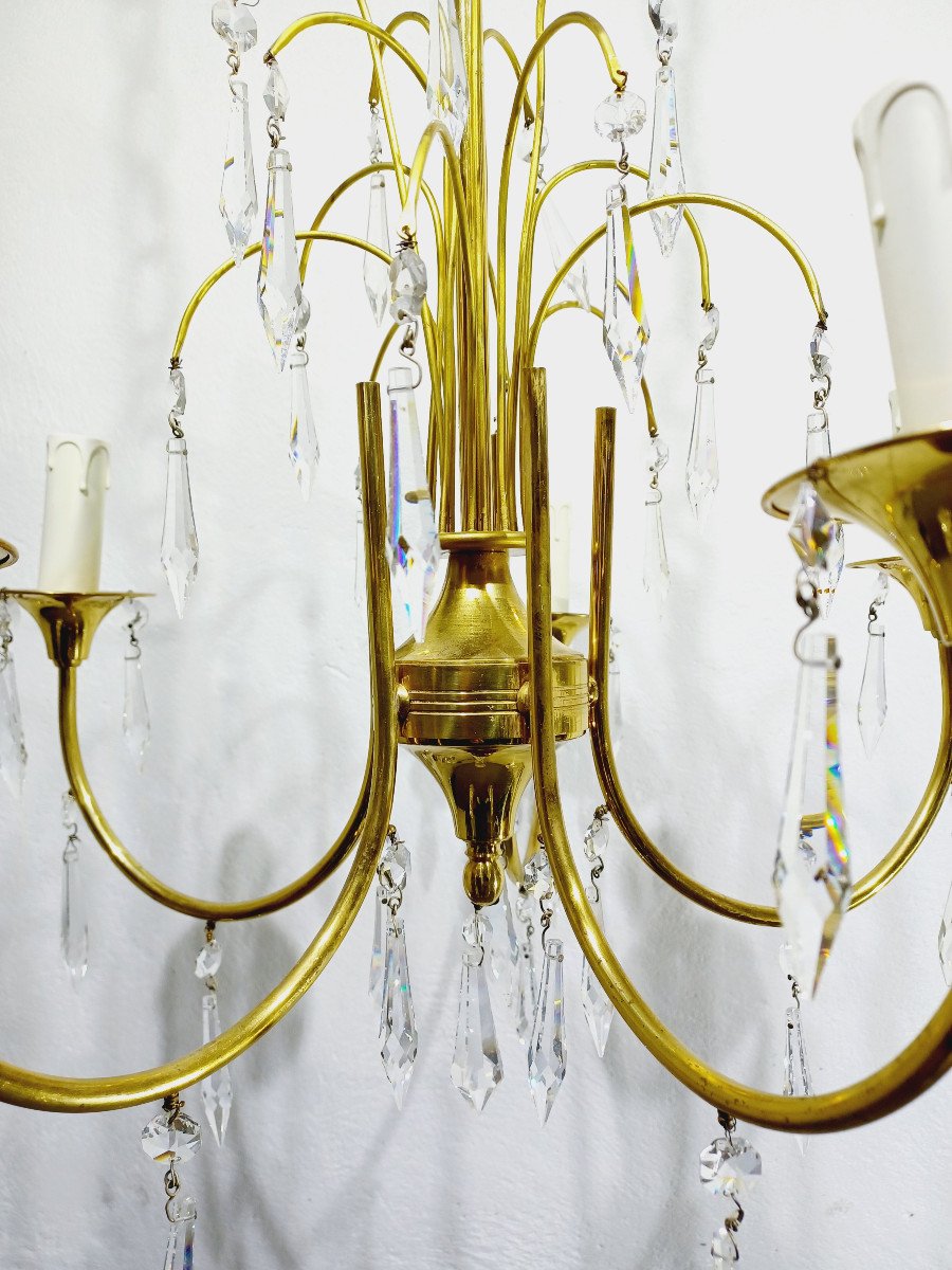 5-light Brass And Crystal Chandelier-photo-3