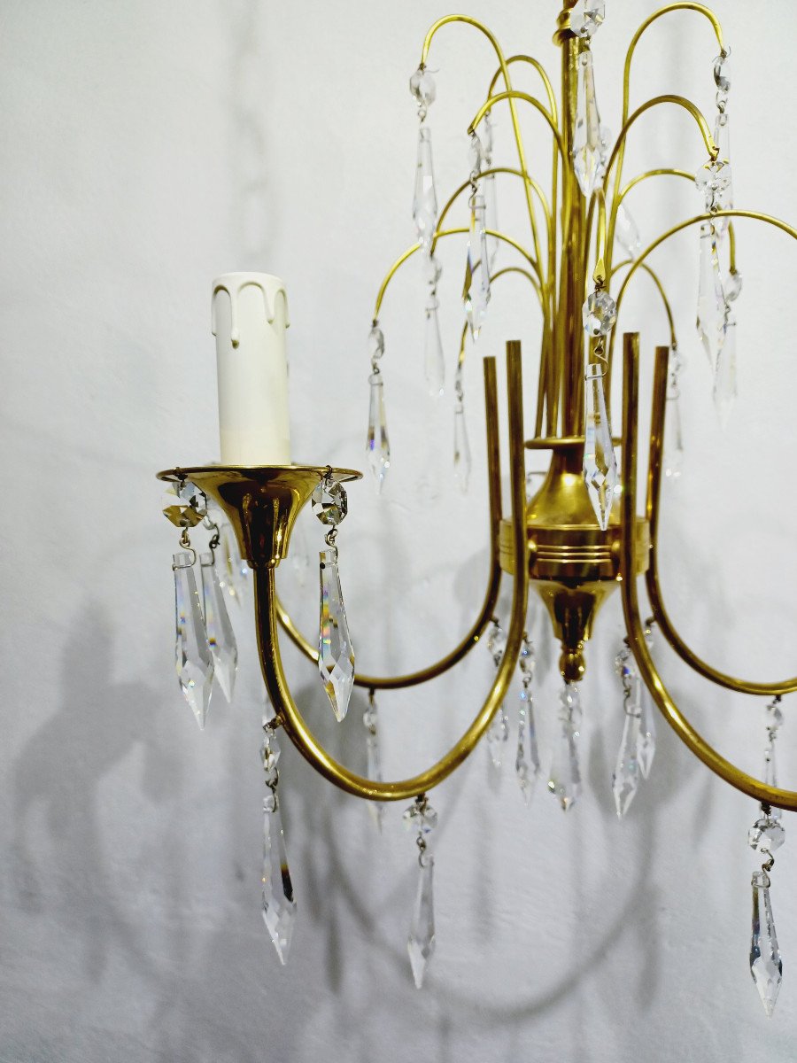 5-light Brass And Crystal Chandelier-photo-4