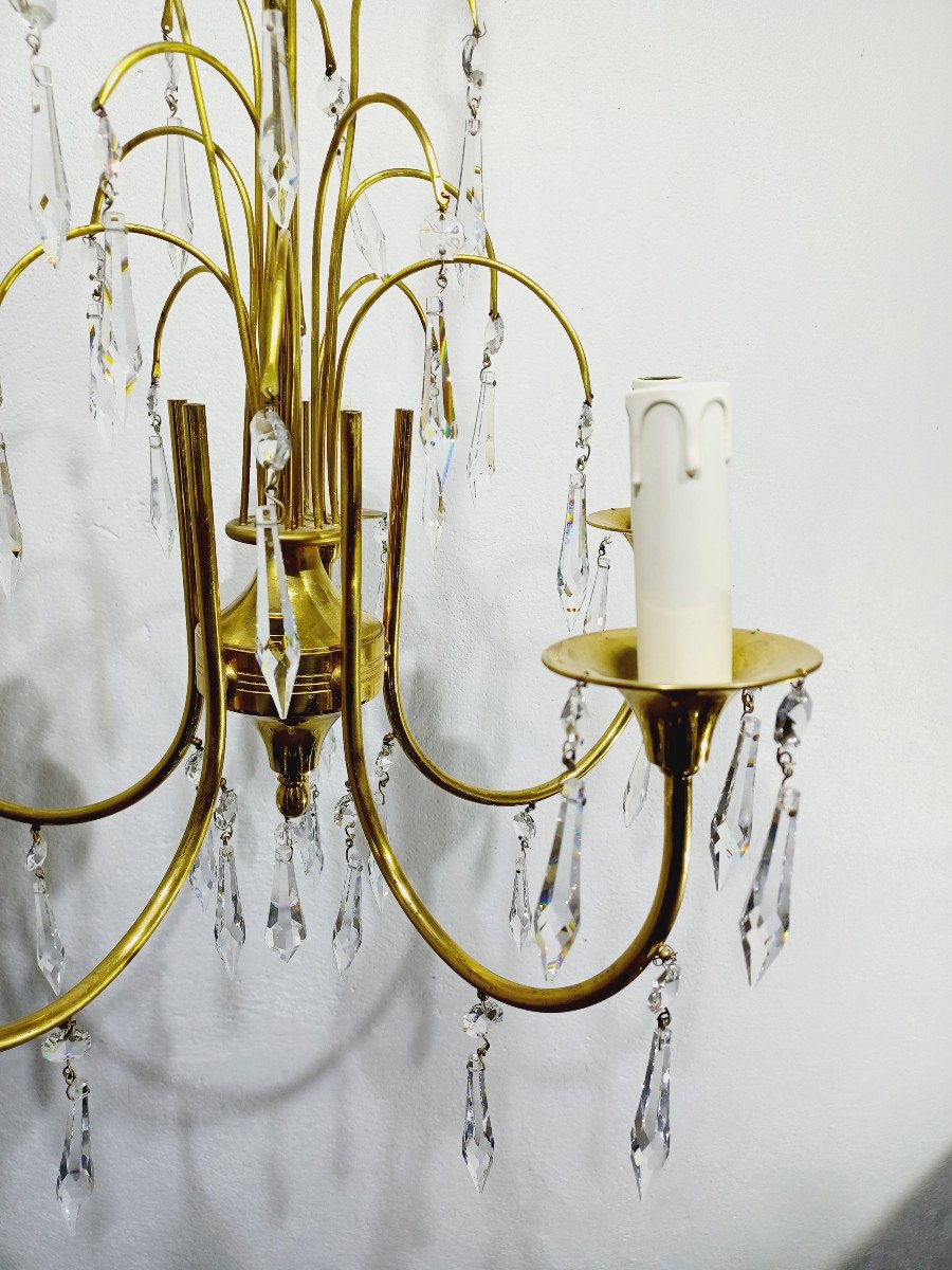 5-light Brass And Crystal Chandelier-photo-5