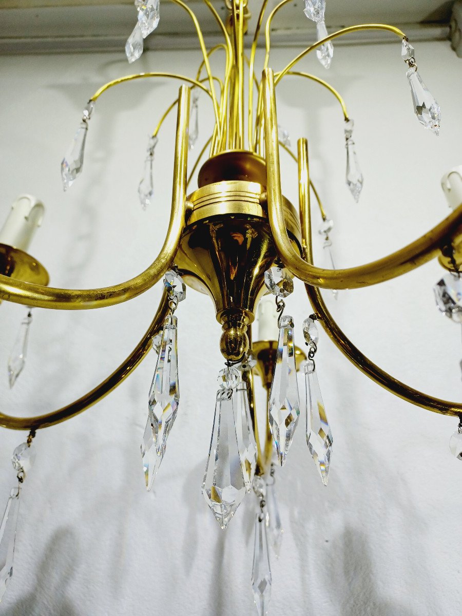 5-light Brass And Crystal Chandelier-photo-7