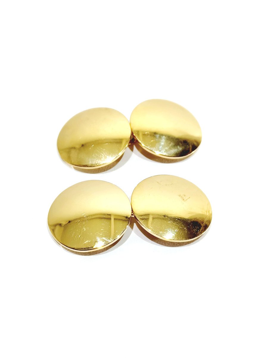 Pair Of Round Gold Cufflinks -photo-2