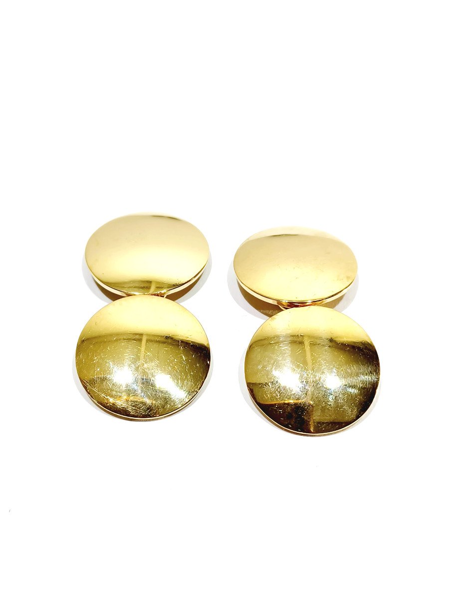 Pair Of Round Gold Cufflinks -photo-3