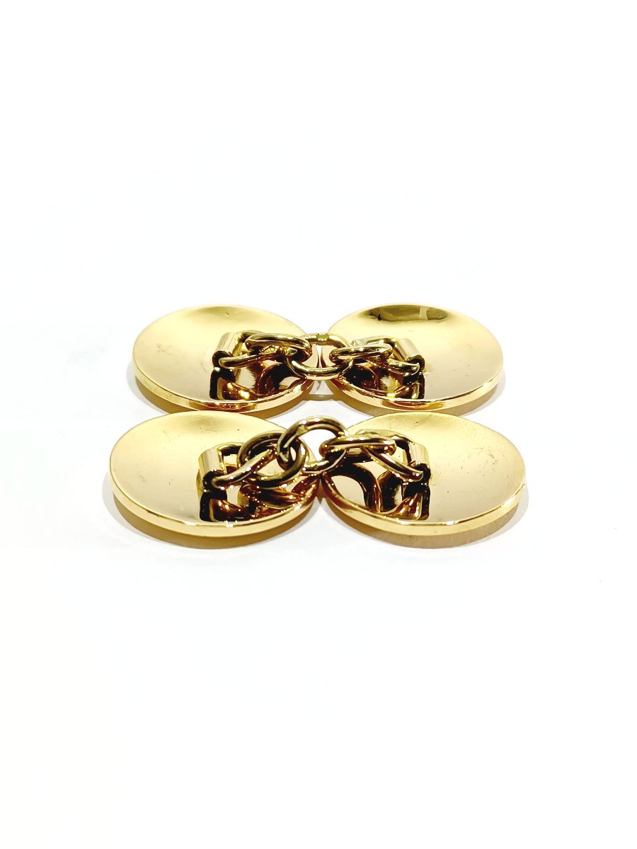 Pair Of Round Gold Cufflinks -photo-1