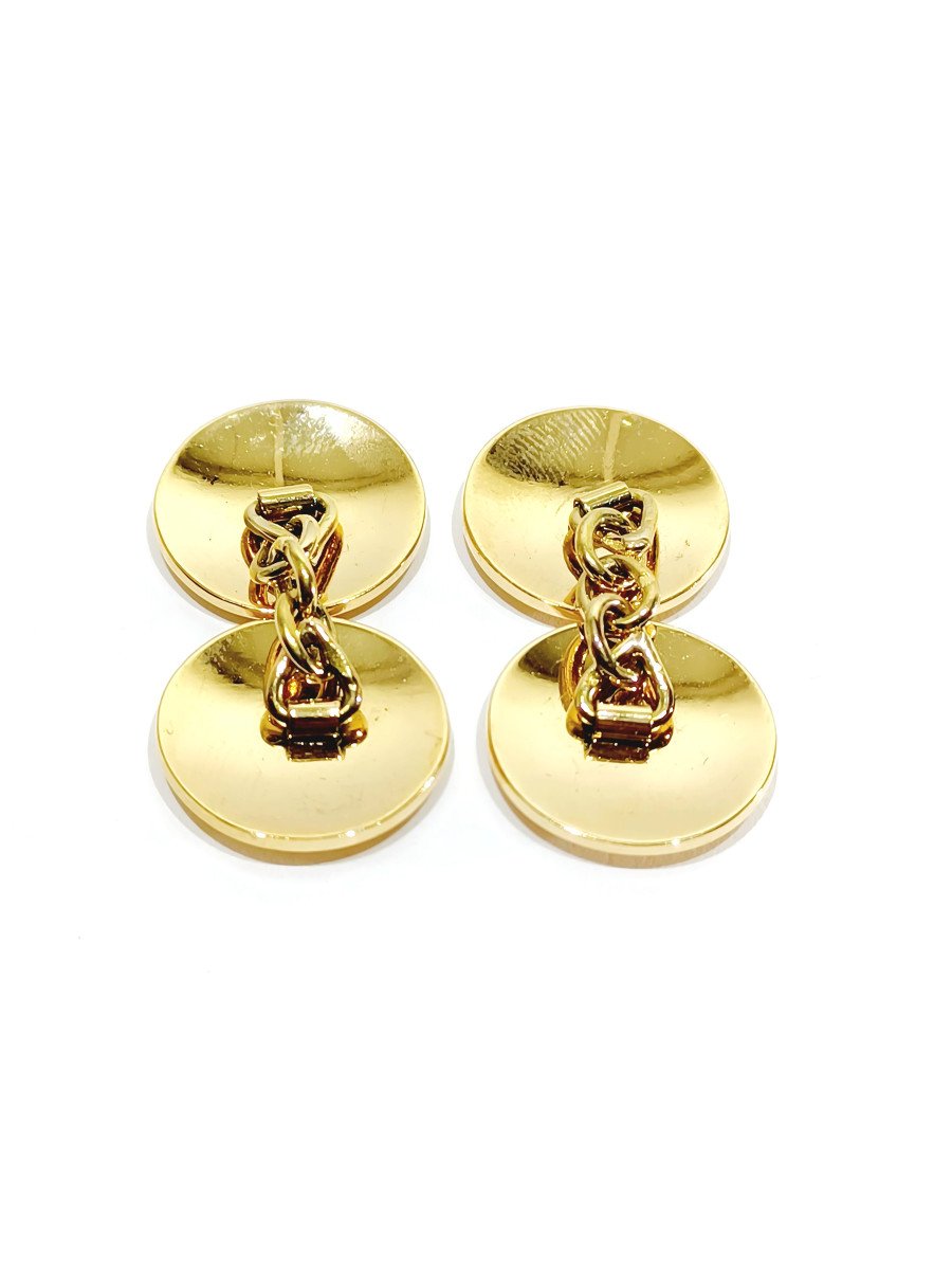 Pair Of Round Gold Cufflinks -photo-3