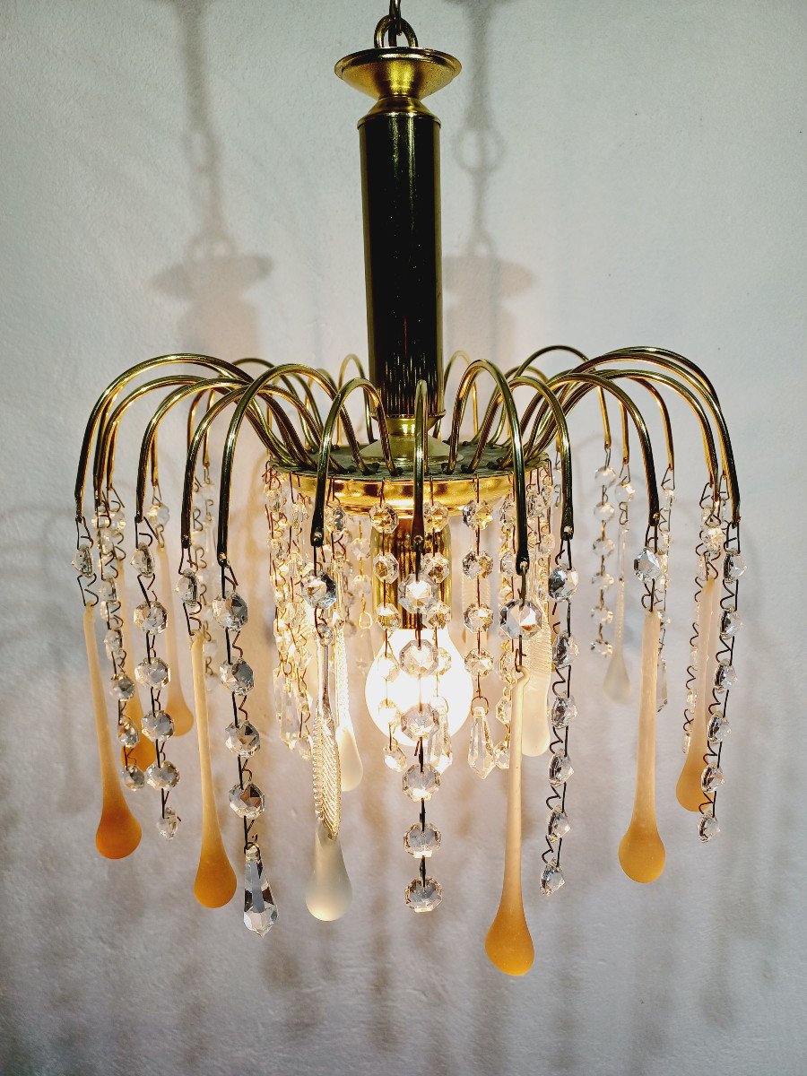 1 Light Murano Chandelier And Crystal Drops    -photo-2