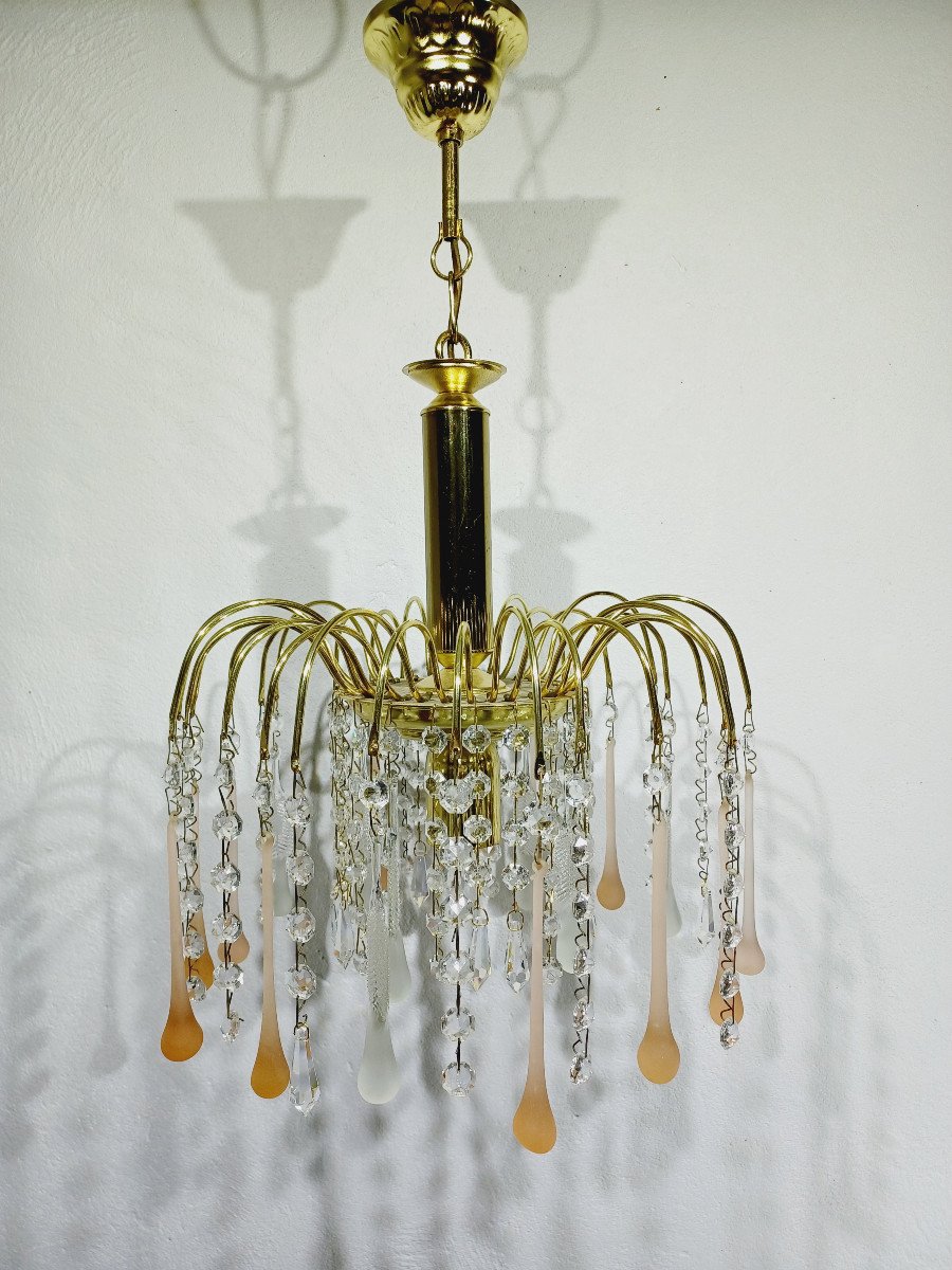 1 Light Murano Chandelier And Crystal Drops    -photo-3