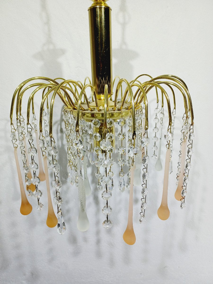 1 Light Murano Chandelier And Crystal Drops    -photo-4