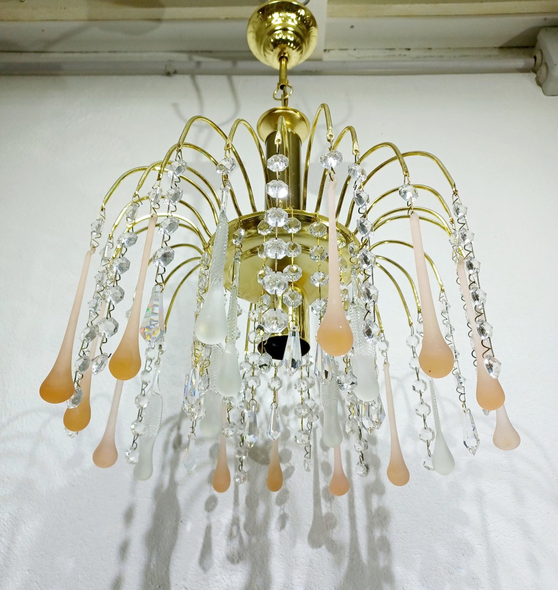 1 Light Murano Chandelier And Crystal Drops    -photo-1