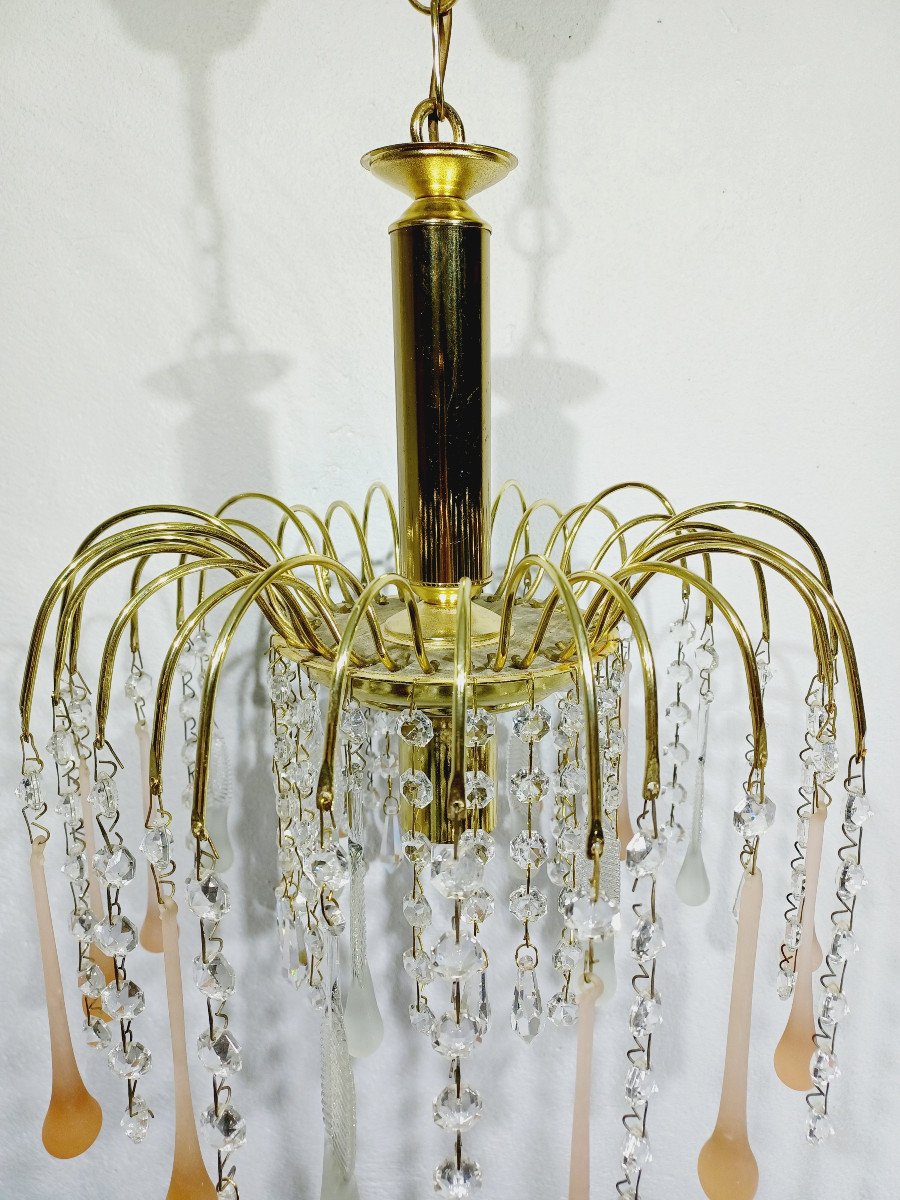 1 Light Murano Chandelier And Crystal Drops    -photo-4