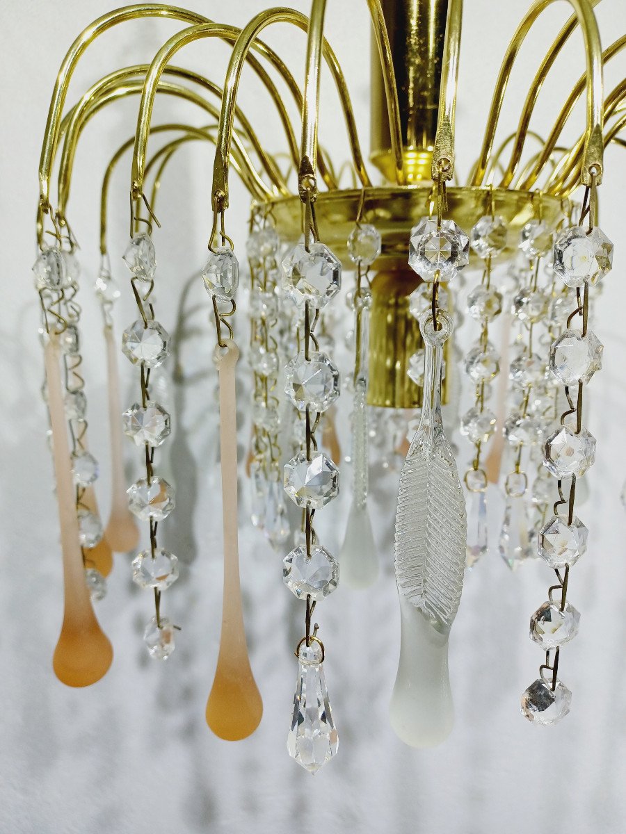 1 Light Murano Chandelier And Crystal Drops    -photo-5