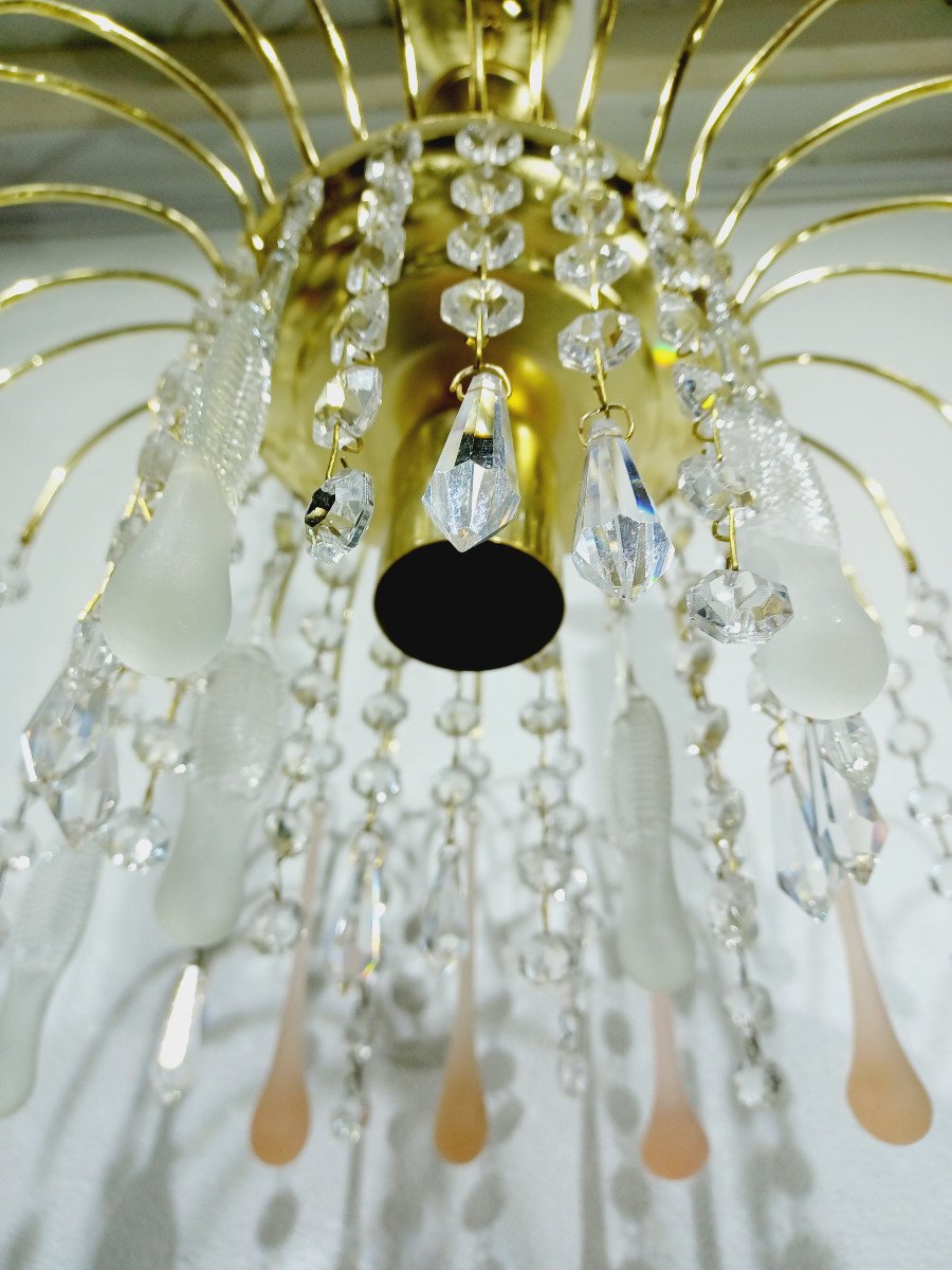 1 Light Murano Chandelier And Crystal Drops    -photo-7