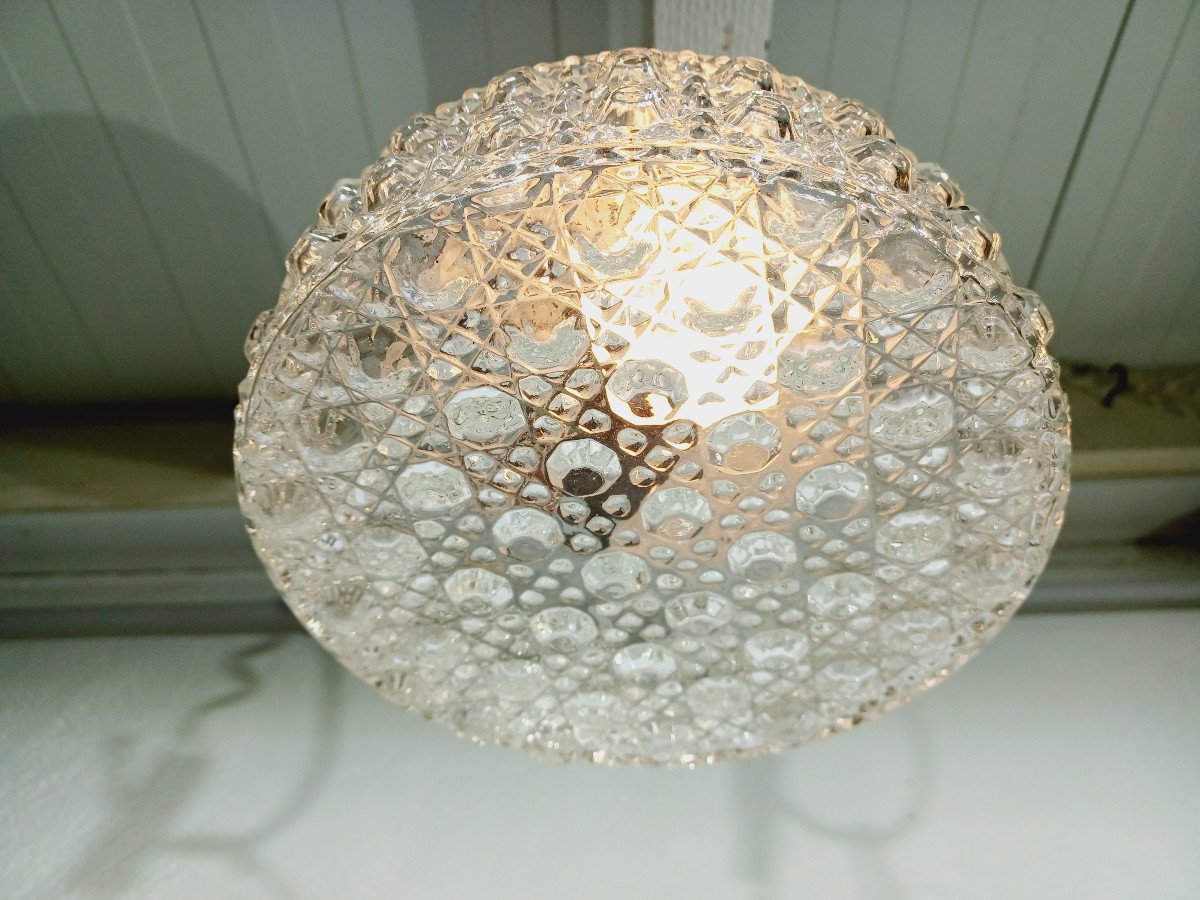 1 Light Chiseled Glass Ceiling Light-photo-3