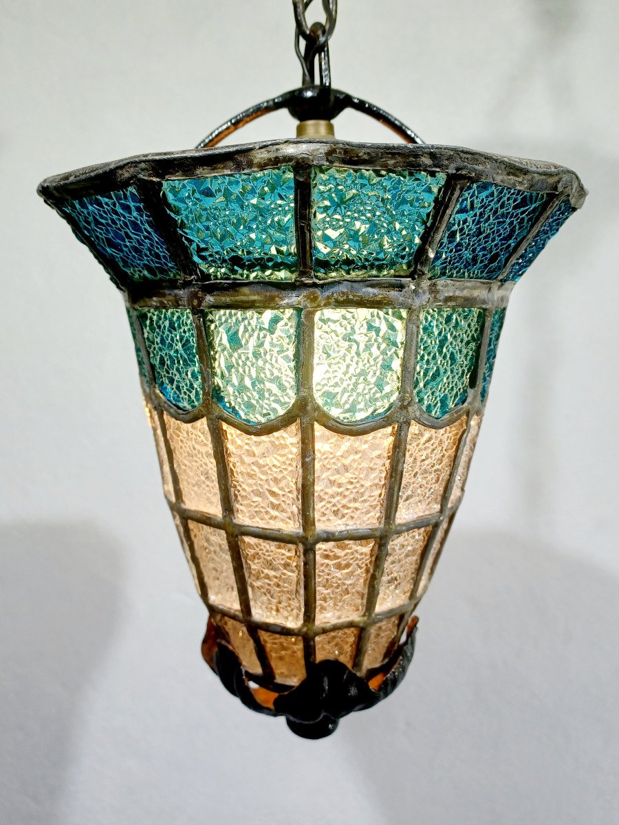 1 Light Blue Glass Pendant Light-photo-2