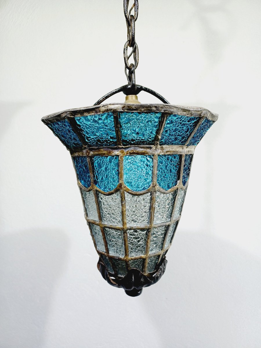 1 Light Blue Glass Pendant Light-photo-4