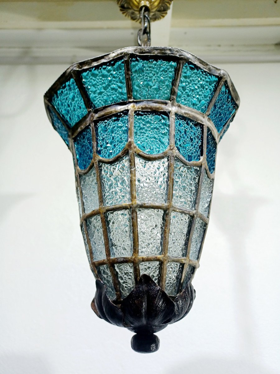 1 Light Blue Glass Pendant Light-photo-1