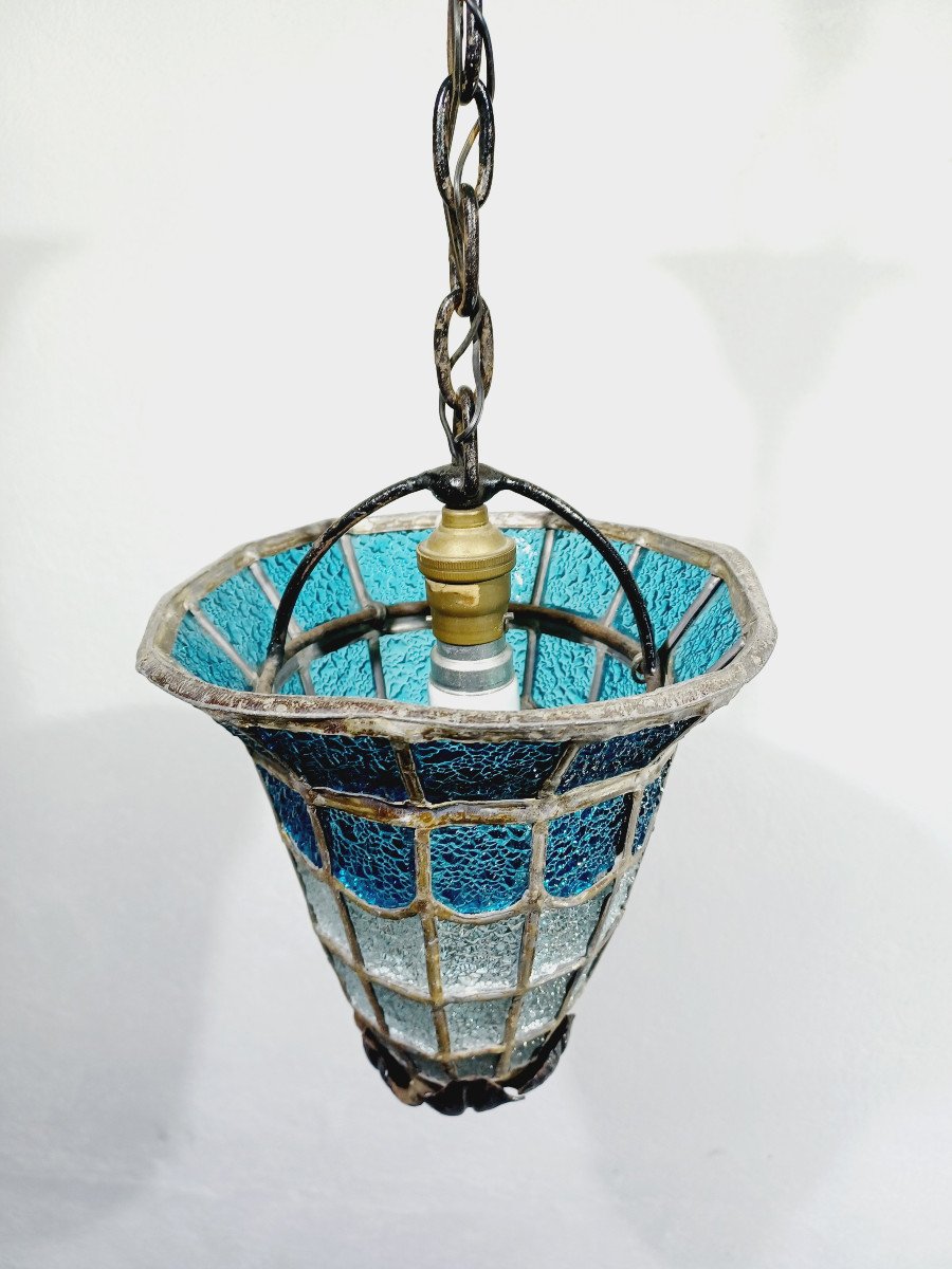 1 Light Blue Glass Pendant Light-photo-3