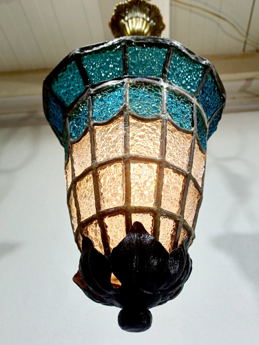 1 Light Blue Glass Pendant Light-photo-7