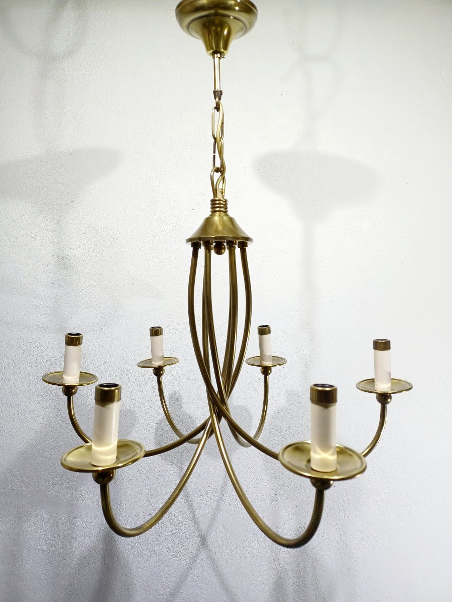 6 Light Chandelier In Bronze And Brass-photo-4