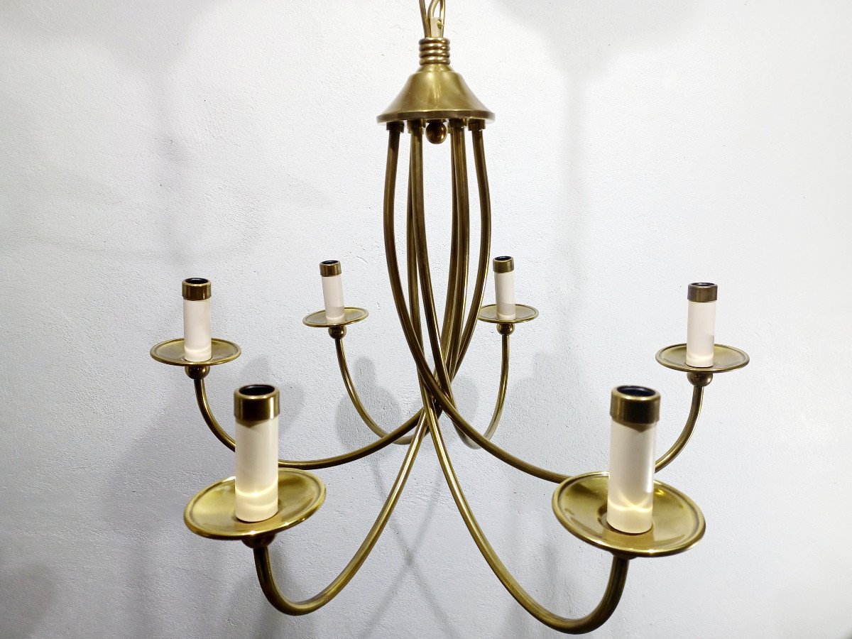 6 Light Chandelier In Bronze And Brass-photo-1