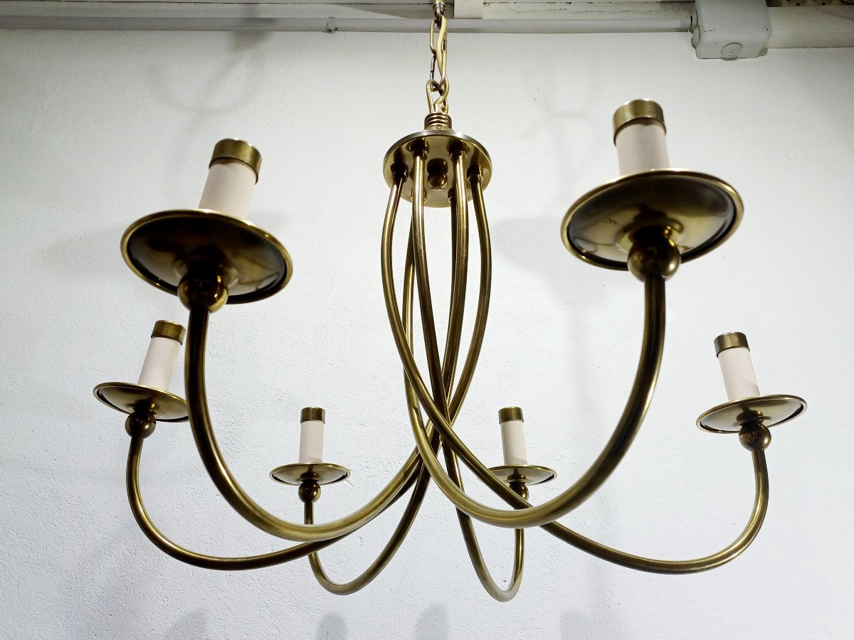 6 Light Chandelier In Bronze And Brass-photo-2