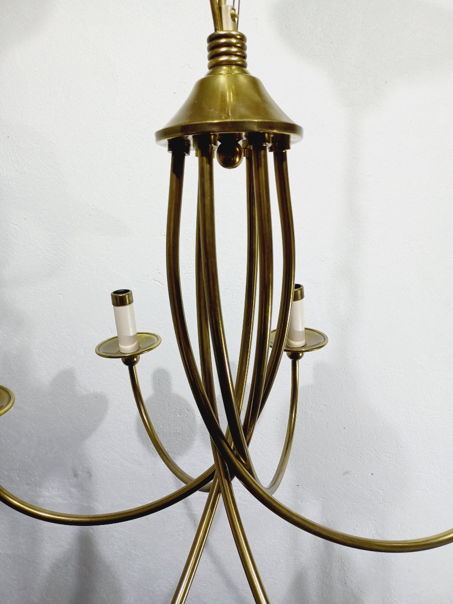 6 Light Chandelier In Bronze And Brass-photo-4