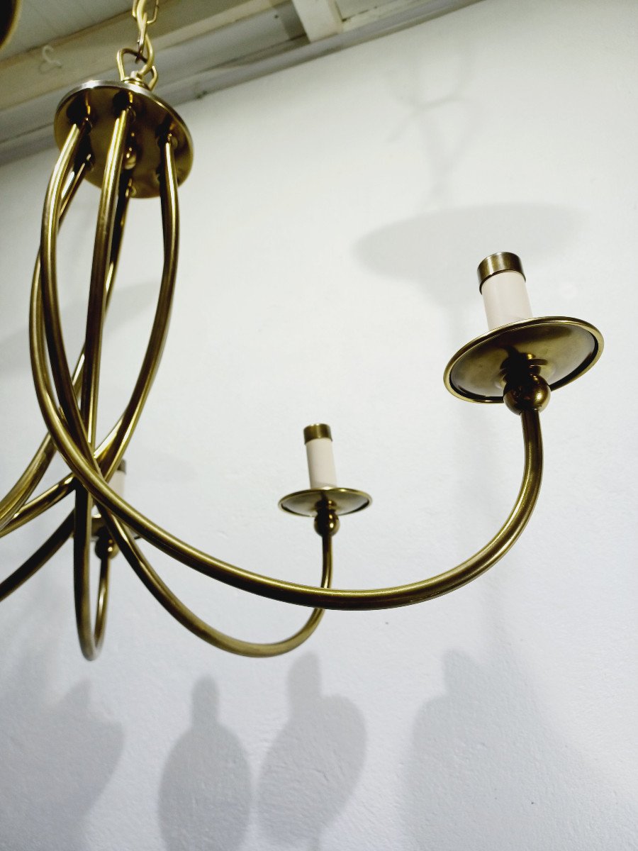 6 Light Chandelier In Bronze And Brass-photo-7