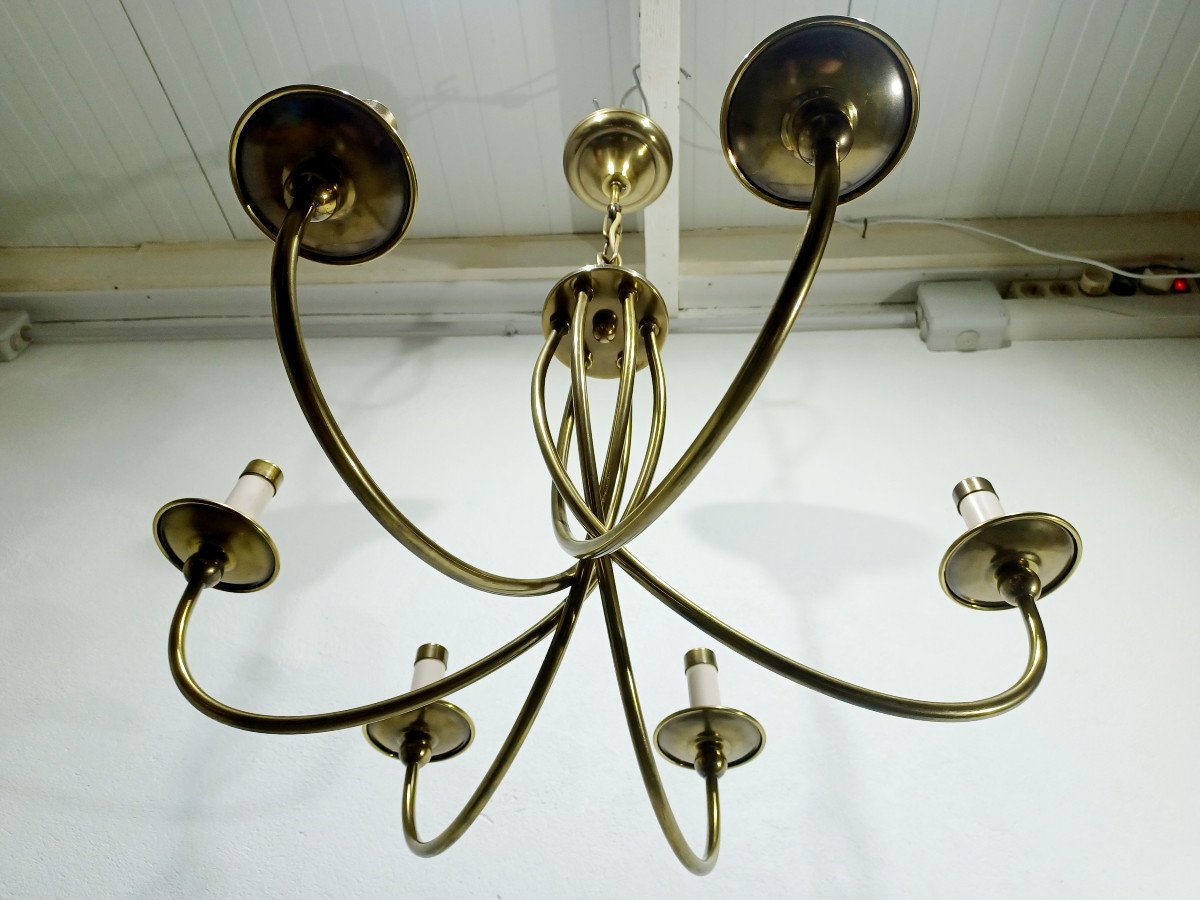 6 Light Chandelier In Bronze And Brass-photo-8