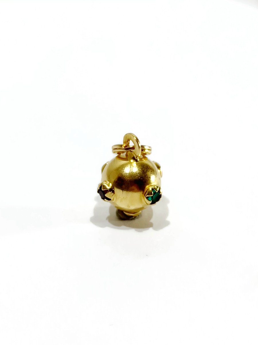 Gold Ball Shape Pendant With Stones -photo-2