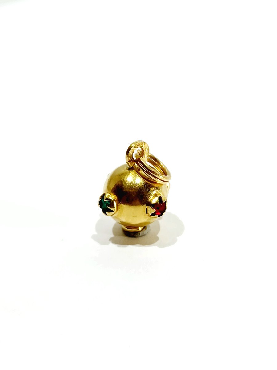 Gold Ball Shape Pendant With Stones -photo-3