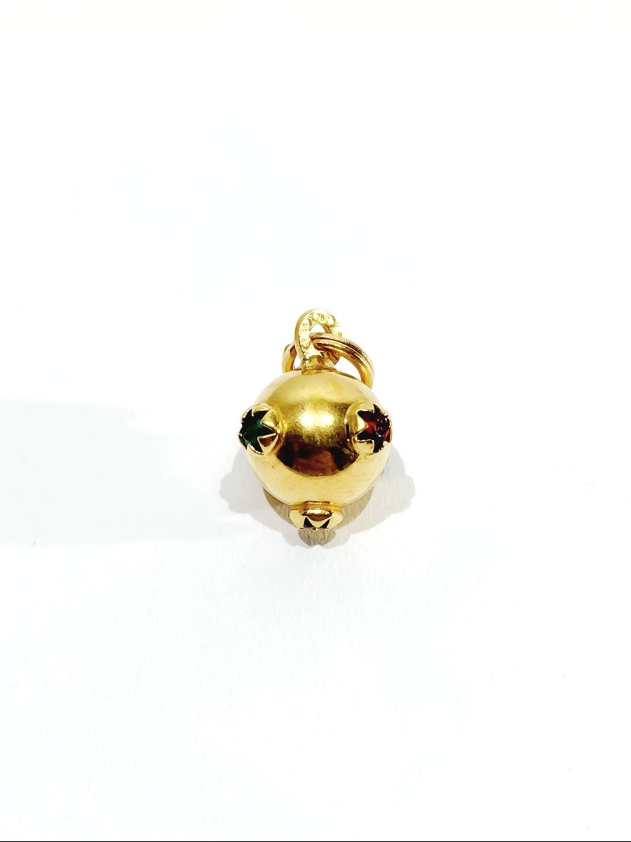 Gold Ball Shape Pendant With Stones 