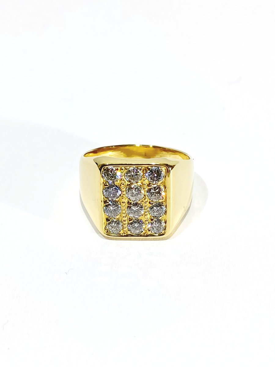 Gold And Diamond Signet Ring -photo-1