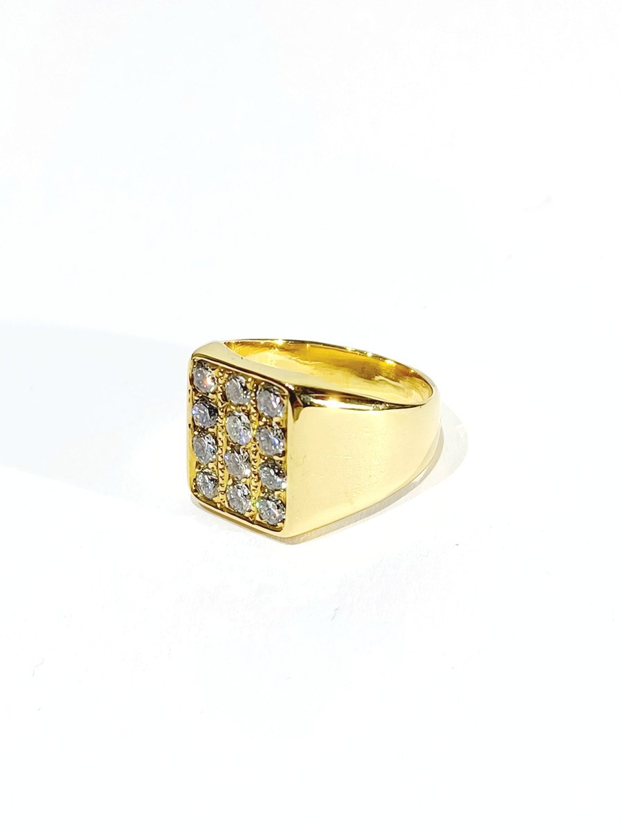 Gold And Diamond Signet Ring -photo-5