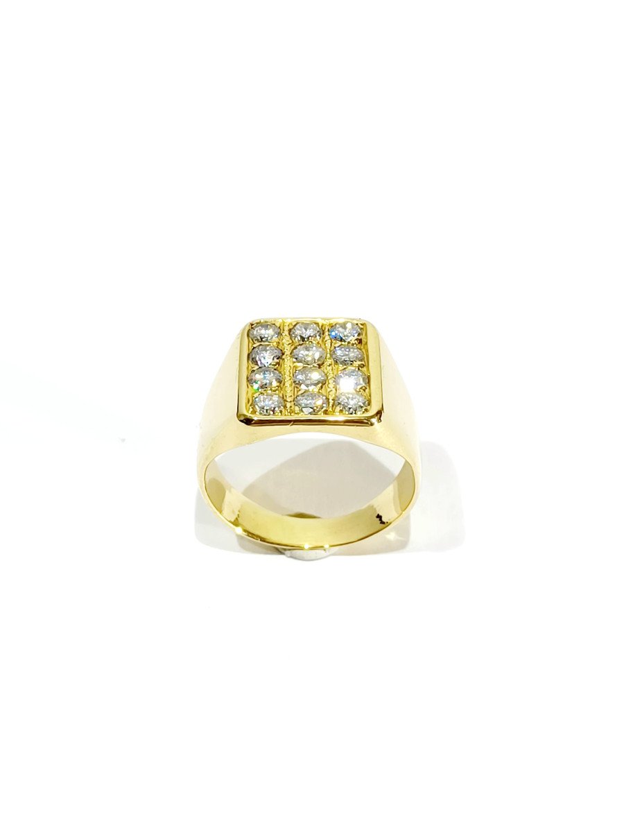 Gold And Diamond Signet Ring 